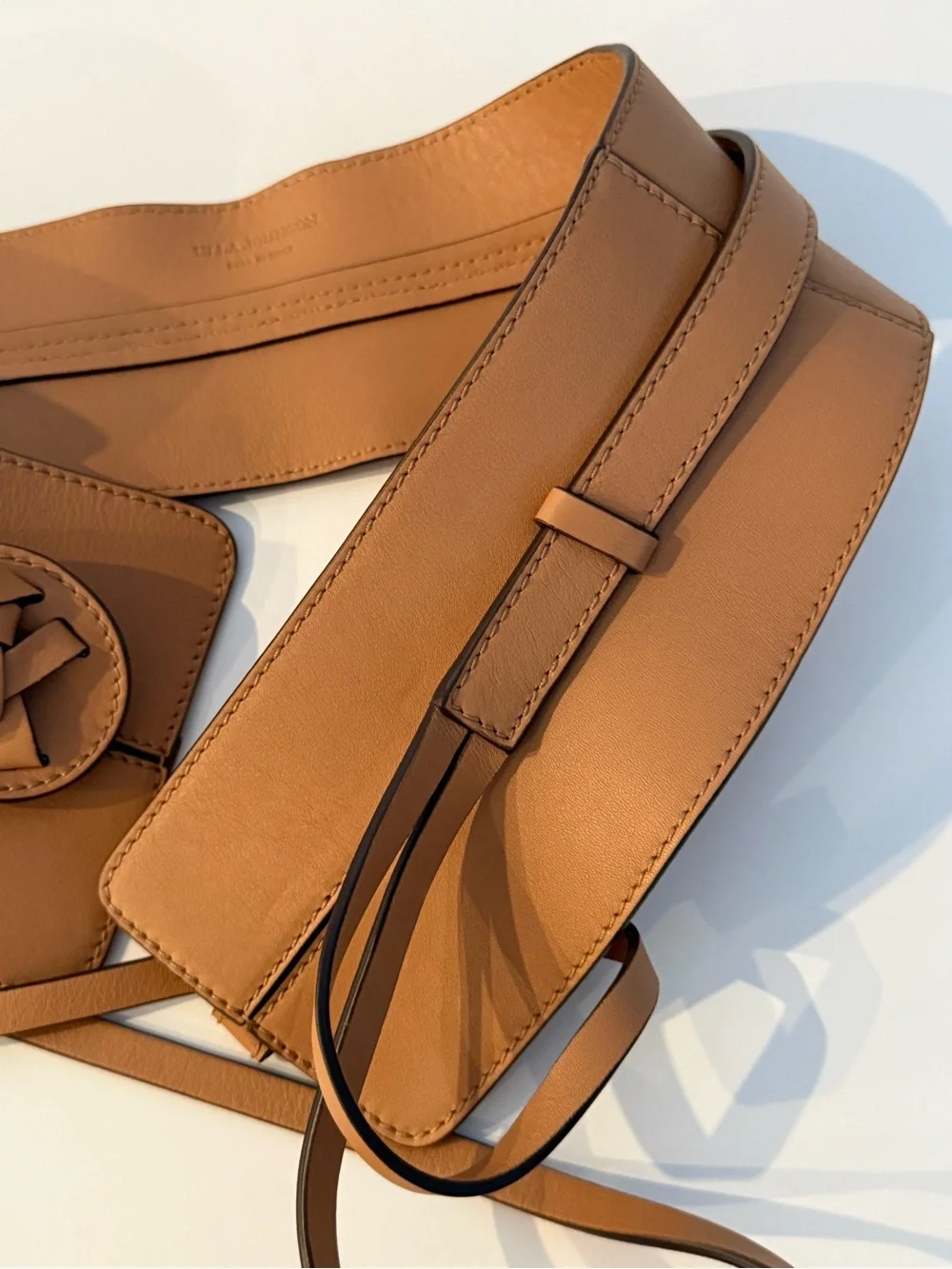 Ulla Johnson Cognac Leather Braided Tie Waist Belt